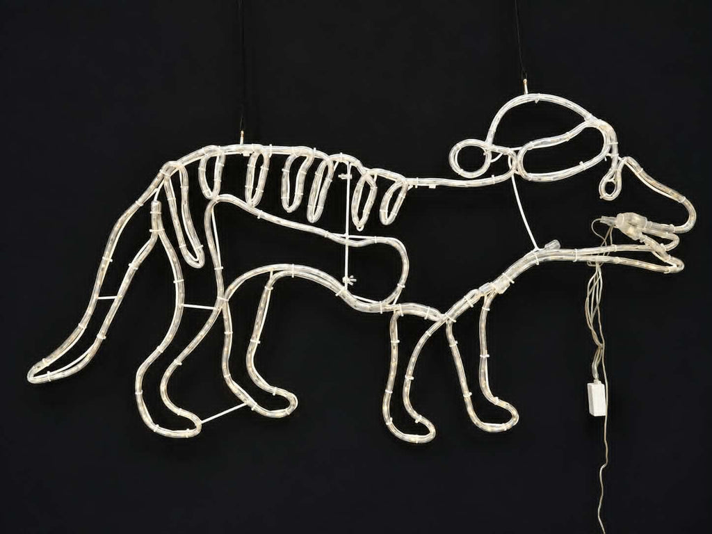 Tasmanian Tiger Christmas Light Motif light off, Neon Noel, Hobart, Tasmania, Australia