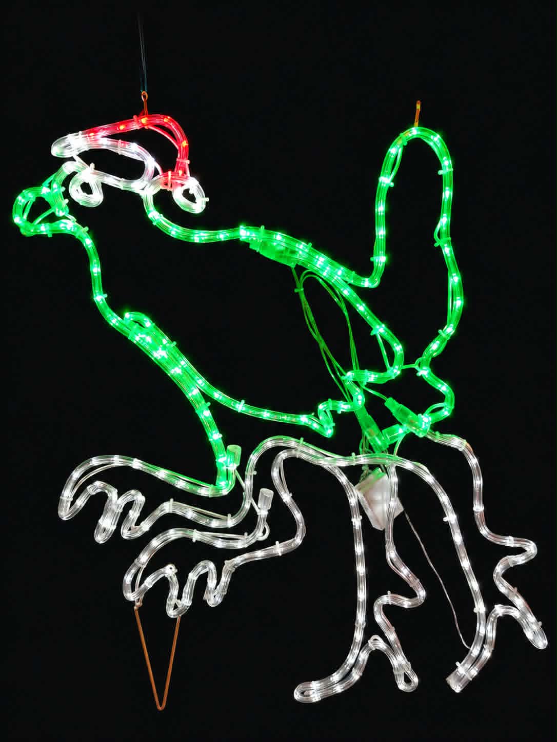 Turbo Chook Tasmanian Christmas Light Motif - Lights on