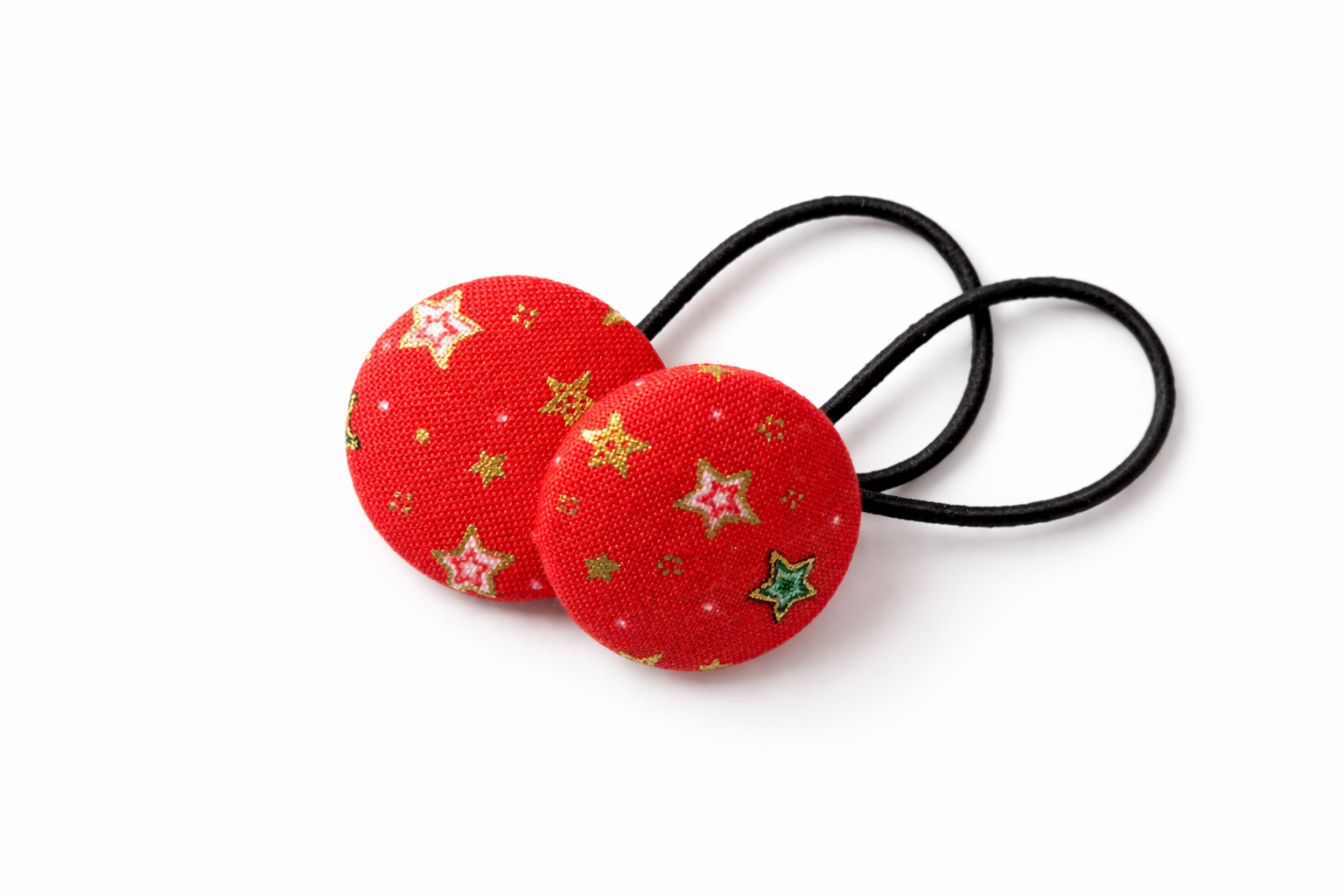 Handmade Red with Stars Christmas Hair Ties, Overall Photo