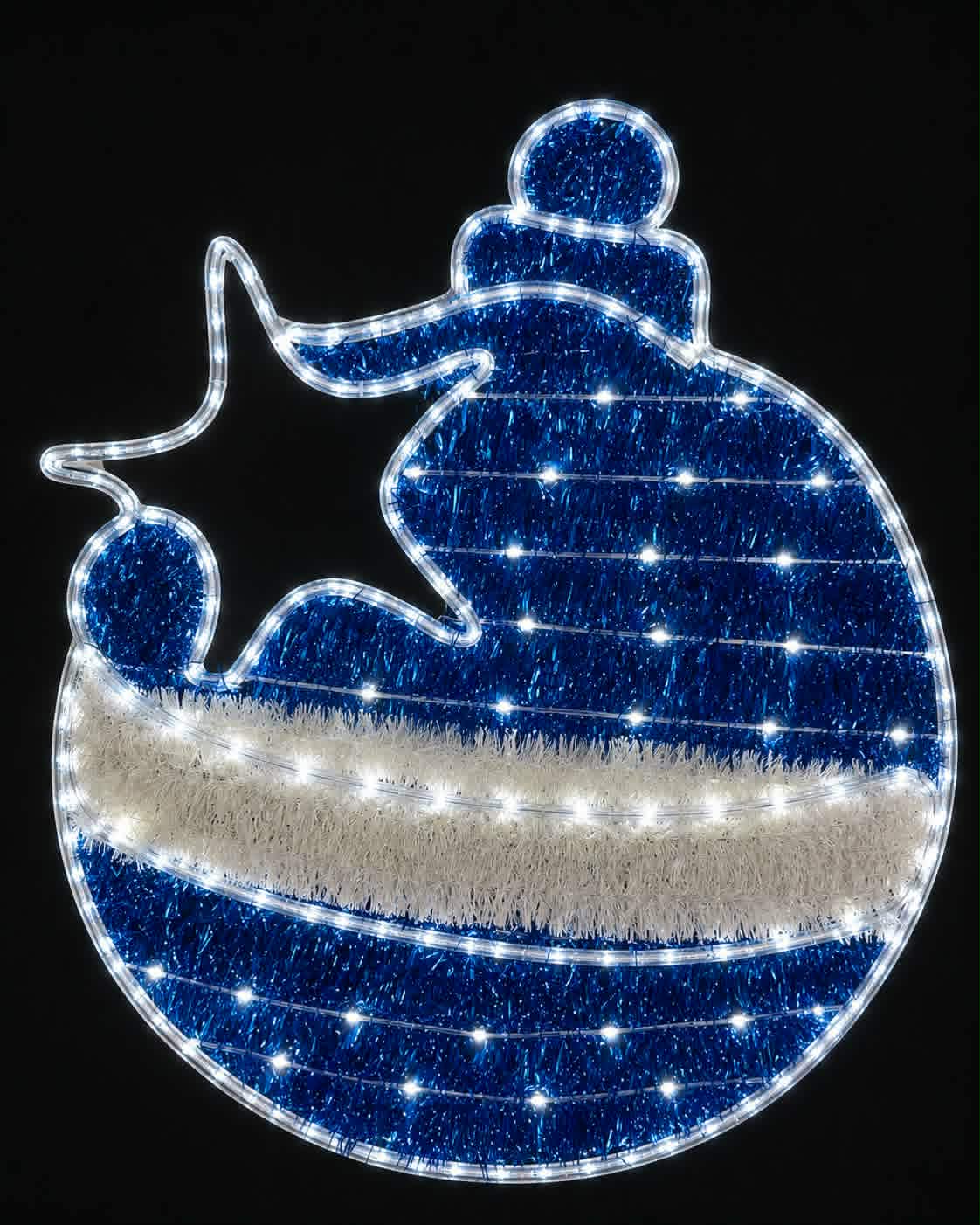 A blue and white Christmas tinsel bauble motif light - Hobart - Tasmania - Australia