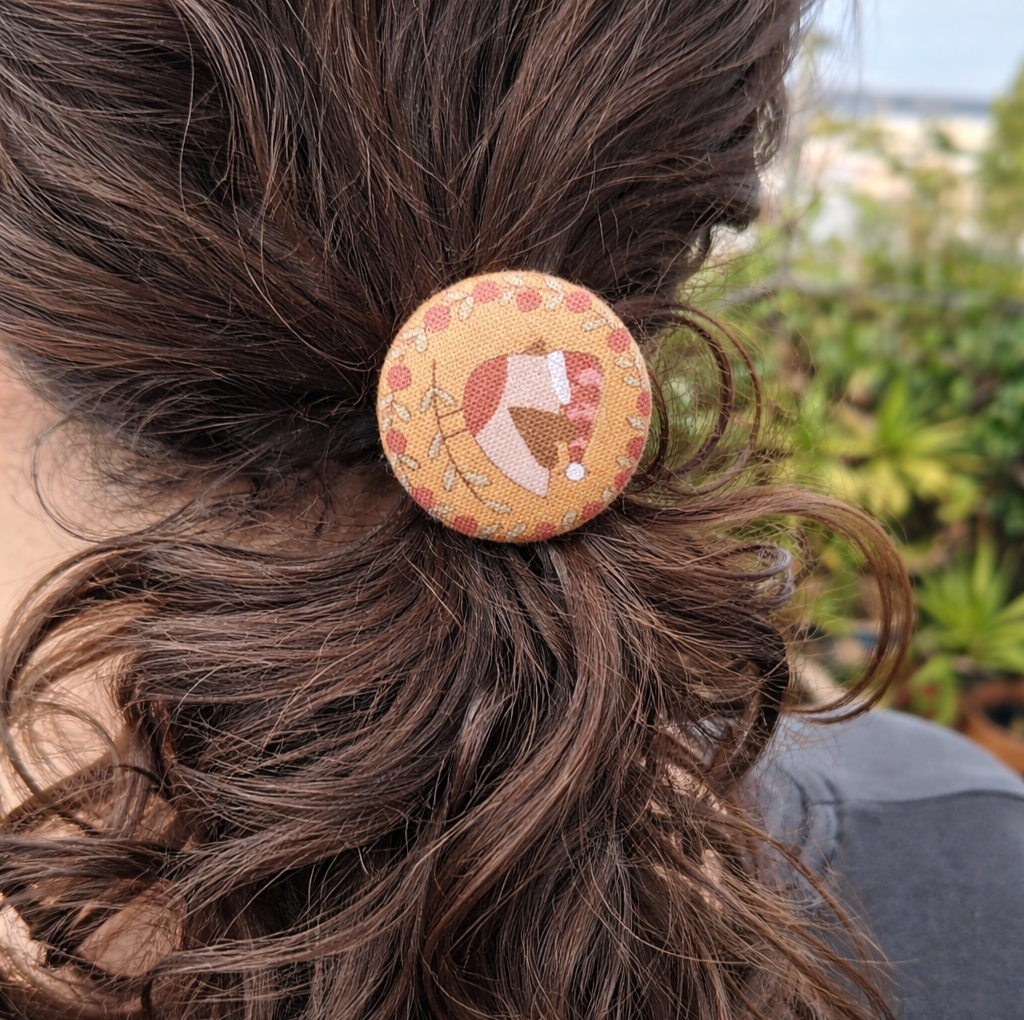 Handmade Christmas Bird Hair Ties, In ponytail