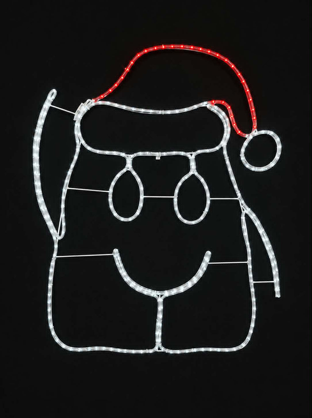 Hob of Hobart - Dougal Christmas light motif against a black background, Neon Noel, Hobart, Tasmania, Australia, HobArtGraffitit