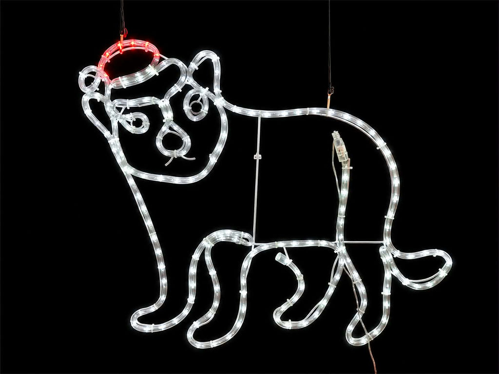 Tasmanian Devil Christmas Light motif against a black background, Neon Noel, Hobart, Tasmania, Australia
